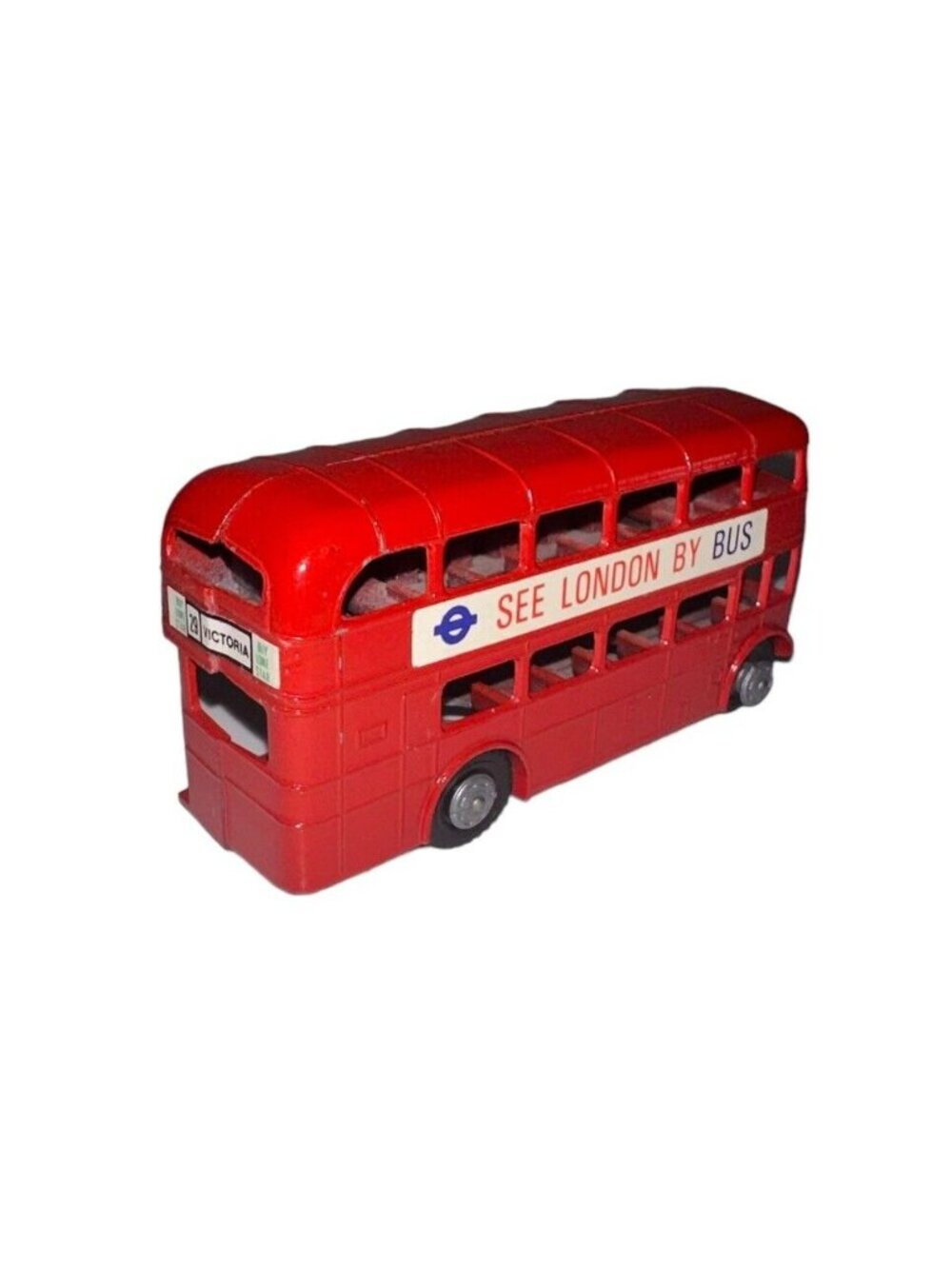 Vintage 70s Lone Star Double Decker Bus See London By Bus Red Diecast